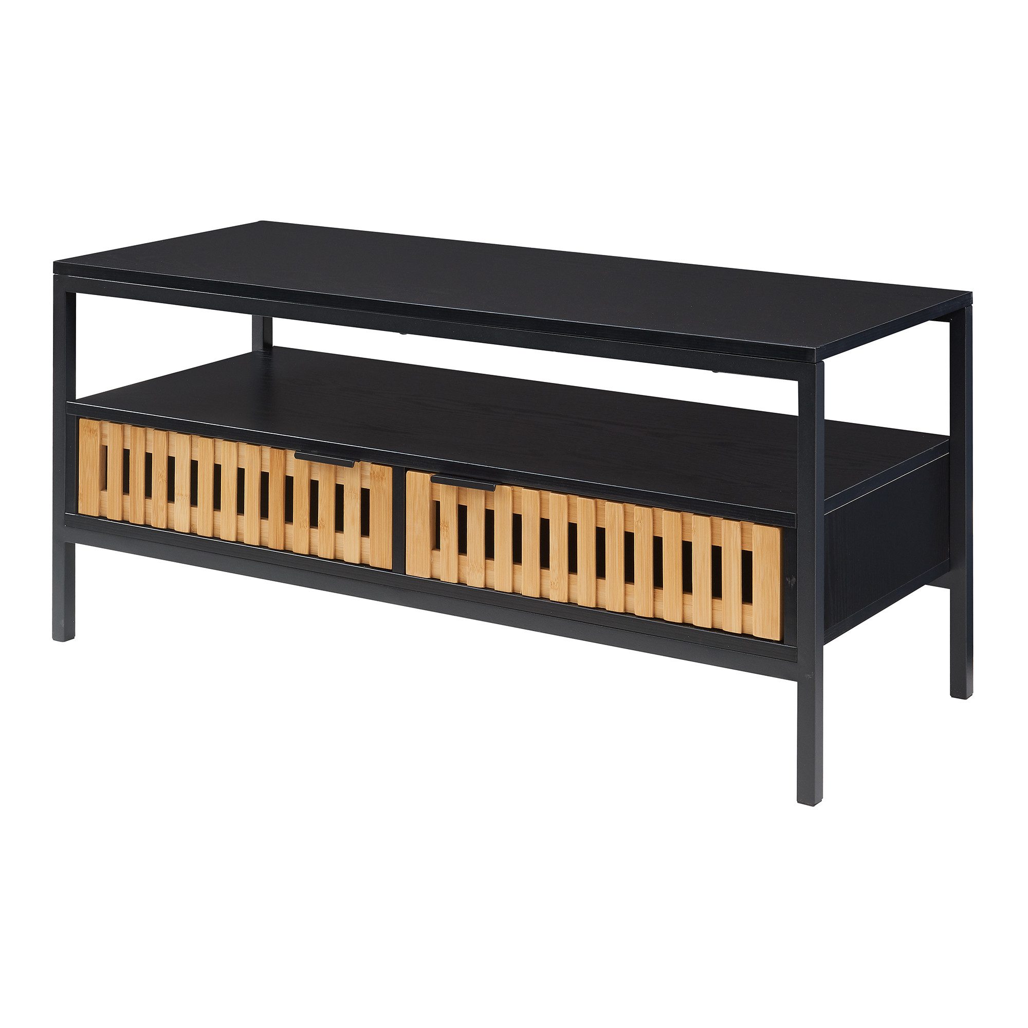 en.casa Couchtisch, »Luniehti« 100 x 40 x 48 cm Metallgestell Schwarz/Natur