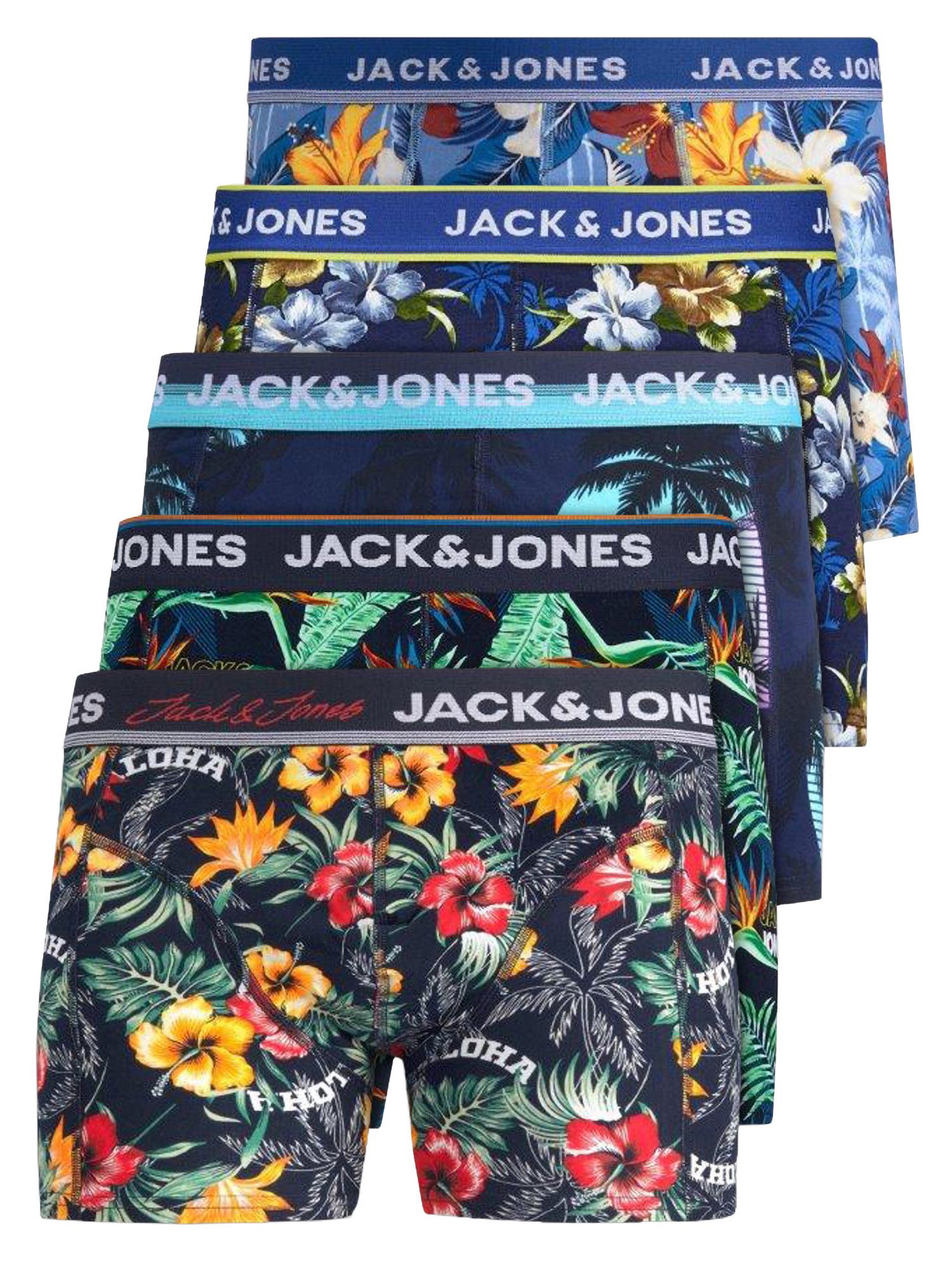 Jack & Jones Boxershorts Jacvel (5-St., 5er Pack) gute Passform durch elastische Baumwollqualität