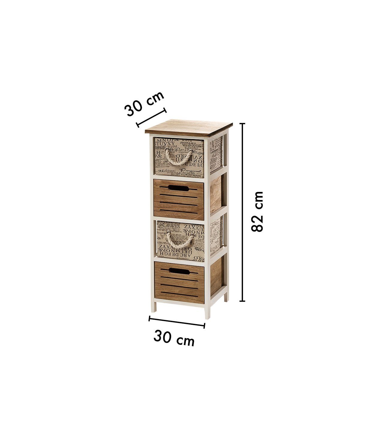 Kobolo Regal Holzregal Schubfächern 4 82cm mit