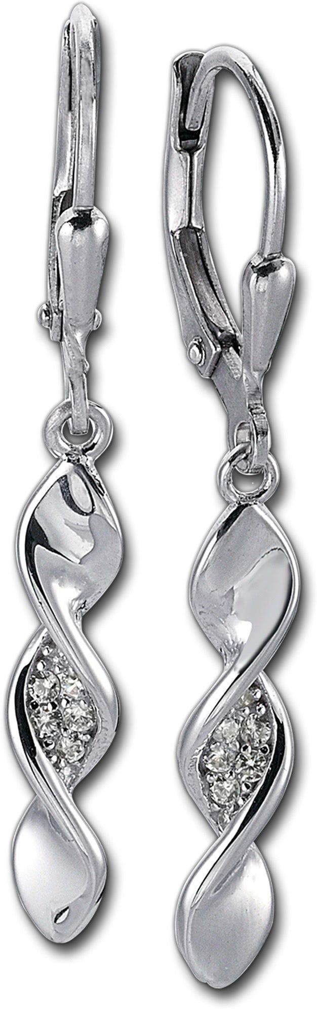 Damen Sterling Ohrhänger Balia ca. poliert 925er Ohrhänger Silber, Paar Damen (Ohrhänger), aus 925 Länge 3,8cm Swirl Ohrringe Balia