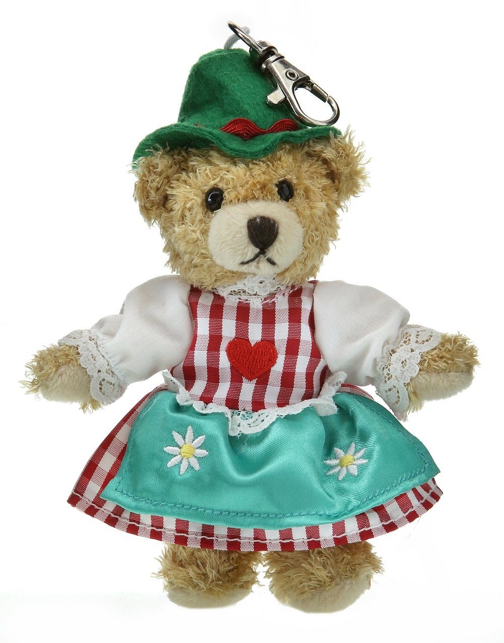Teddys Rothenburg Anhänger Schlüssel Schlüsselanhänger Trachtenbär Mädchen mit Hut 11 cm, kuschelweicher Plüsch