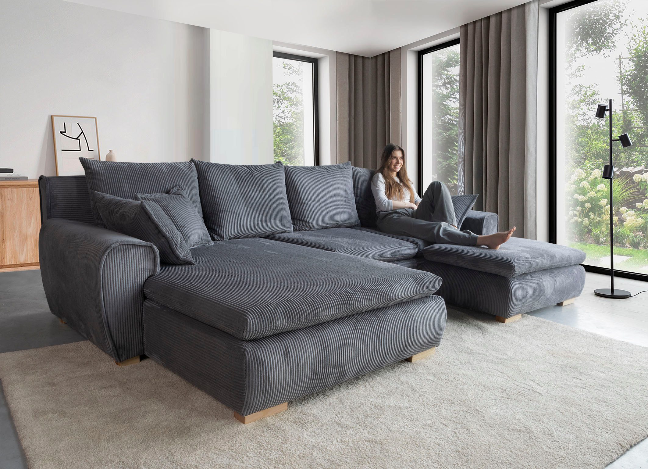 Home affaire Ecksofa Katja L-Form, Cord günstig online kaufen
