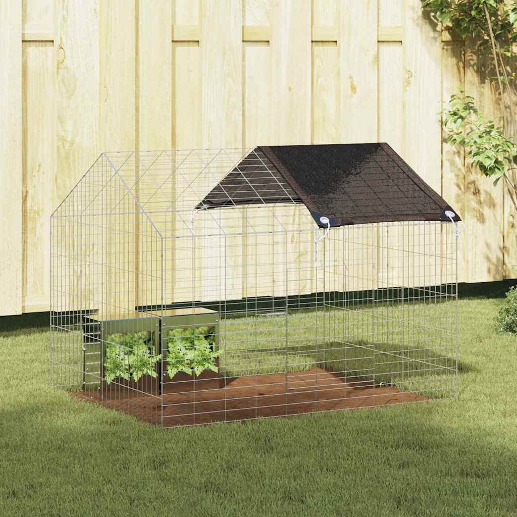 vidaXL Kleintierkäfig, Hasenkäfig Silber 400 x 78 x 78 cm Verzinkter Stahl