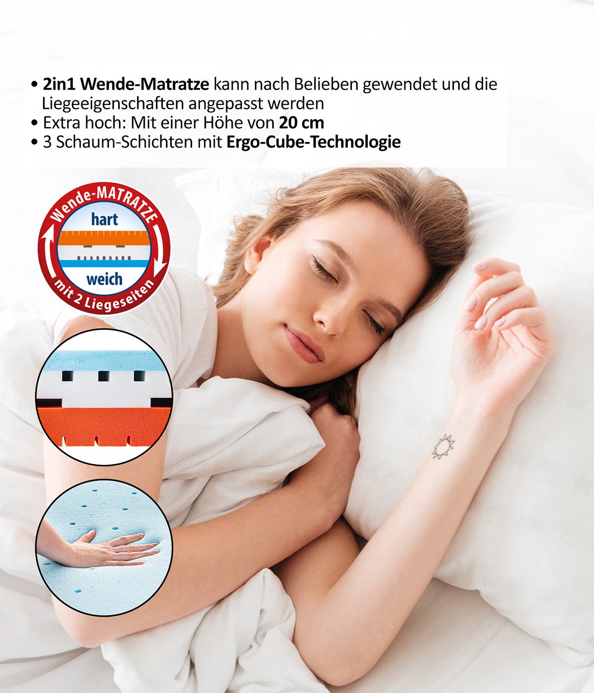 Gelschaummatratze Genius eazzzy Matratze Premium Cube, 2 in 1 Wende Matratz günstig online kaufen