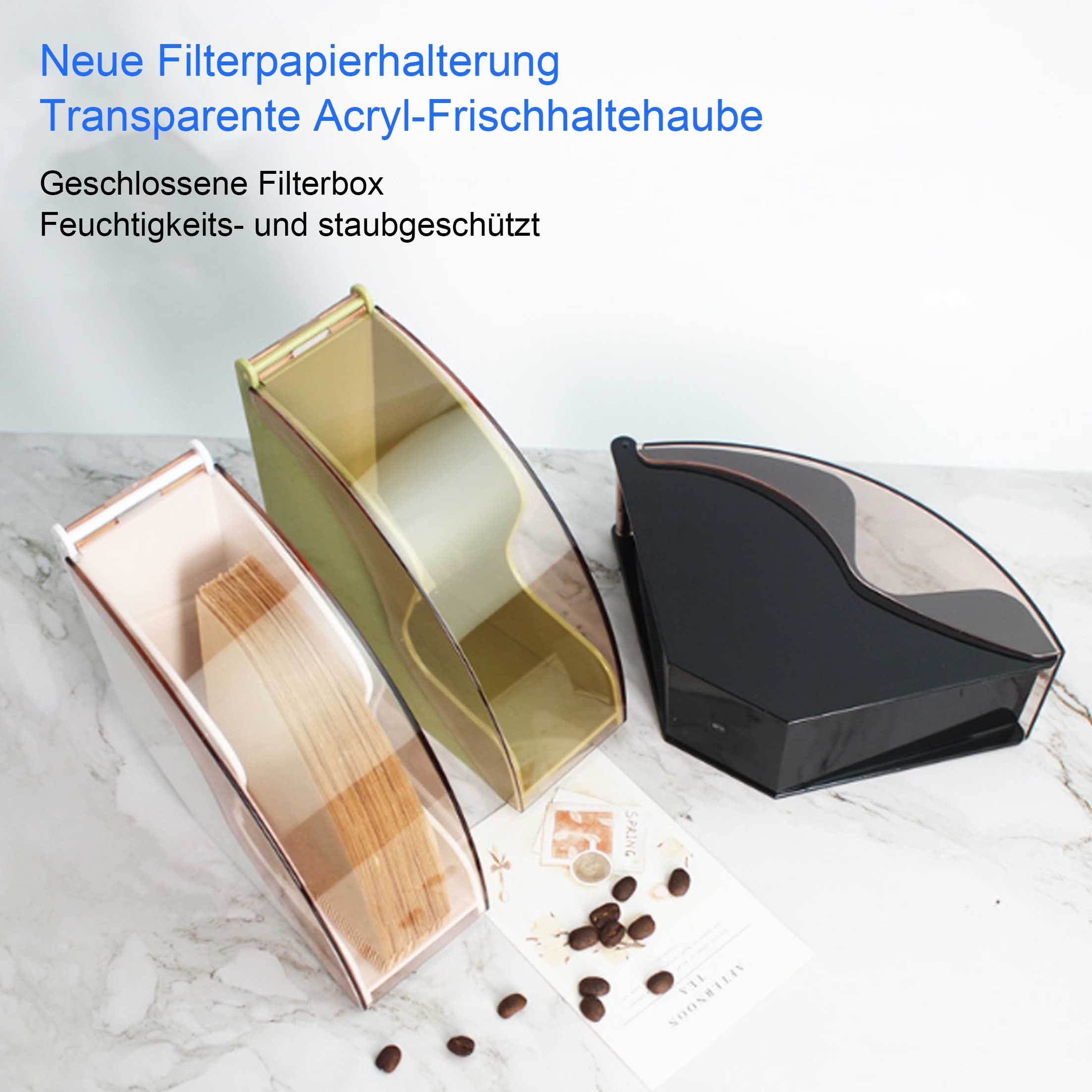 KINSI Papierfilter Kaffeefilter-Halter, Filterpapier-Organisator, Aufbewahrungszubehör, Acryl-Material, große Kapazität, geeignet für Familie und so weiter
