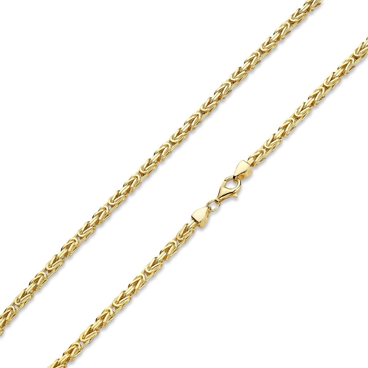 Gold massives Halskette Silber, Materia Sterling Herren vergoldet 925 Königskette 3mm K112,