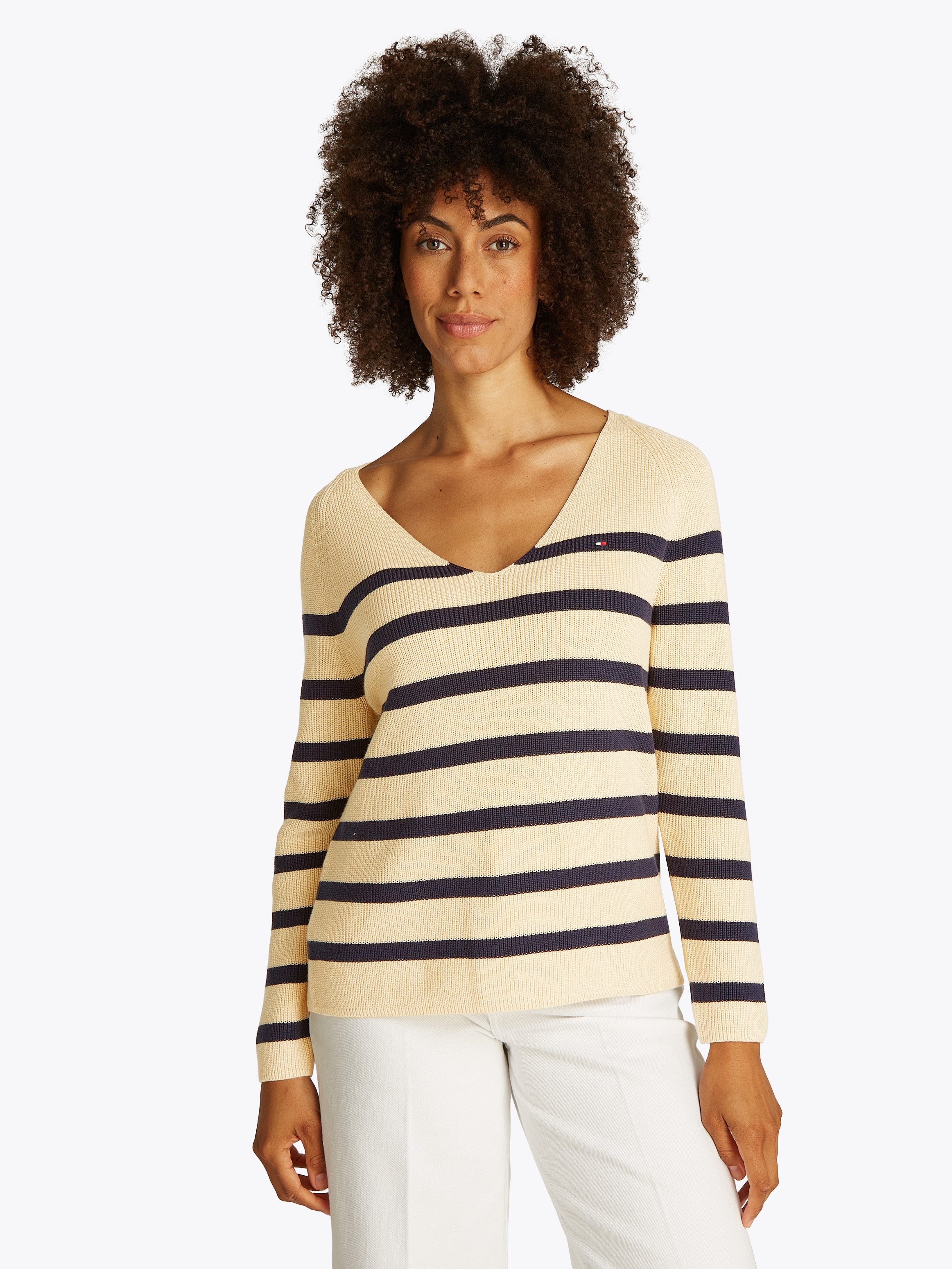 Tommy Hilfiger Strickpullover CO CARDI STITCH V-NK LS mit Logostickerei günstig online kaufen