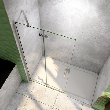 duschspa Duschwand Duschwand Duschtrennwand Faltwand Scharnierwand Drehwand Glaswand, Einscheibensicherheitsglas, Sicherheitsglas, (Set), Glas, Nano Glas