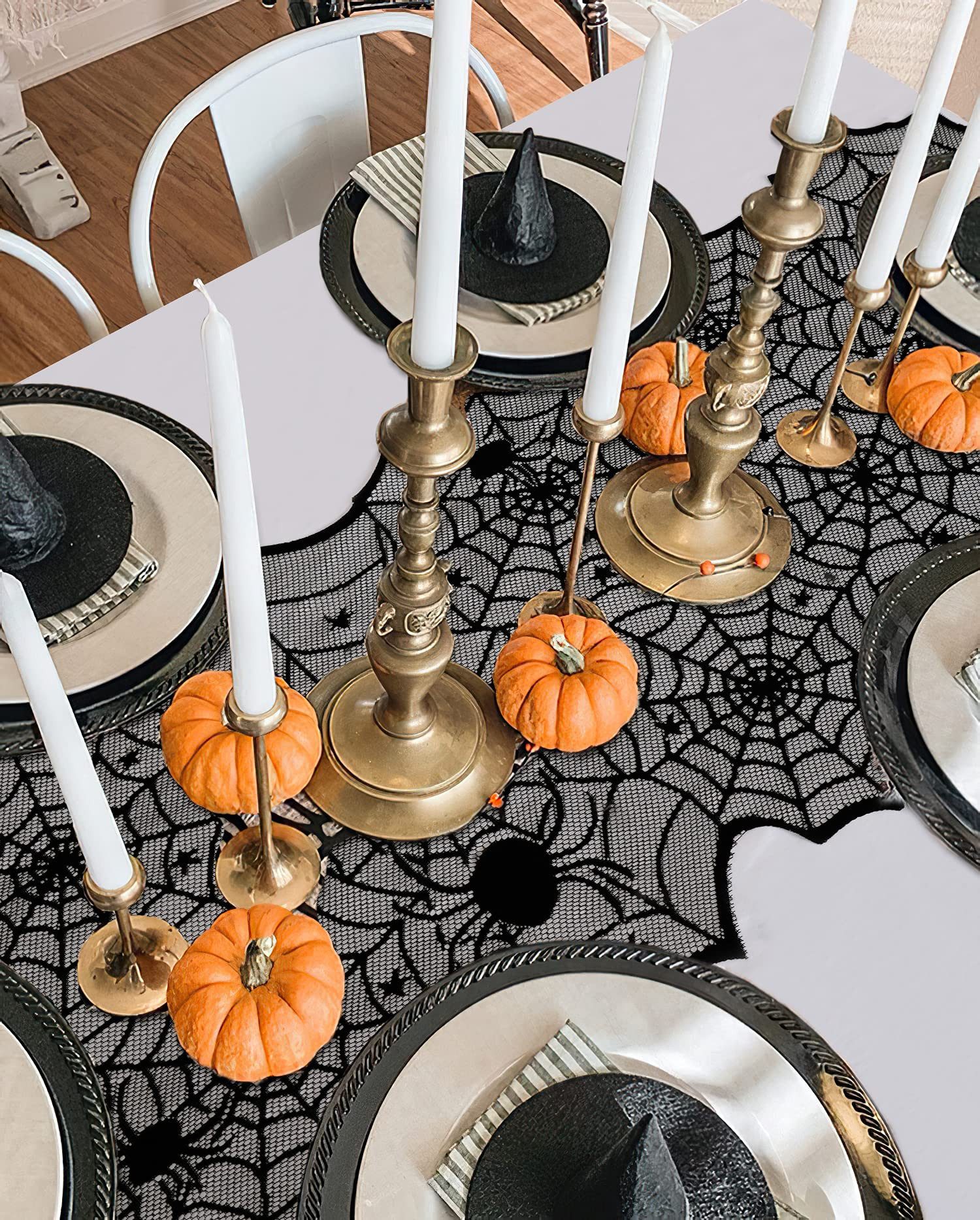 CLTYQ Tischläufer Halloween Tischläufer, Spinnennetz Schwarzer günstig online kaufen