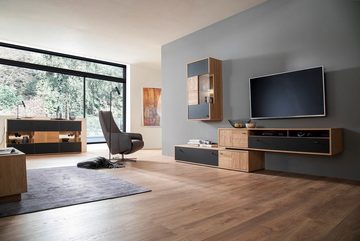 MCA furniture Lowboard TV-Board Valencia 2, Balkeneiche Bianco / Glas anthrazit