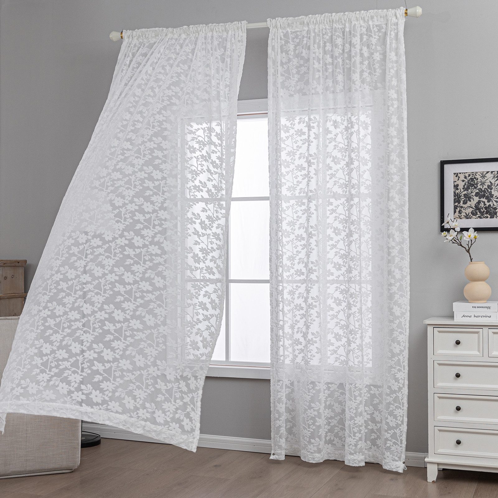 Sunicol Gardine Voile Vorhang Jacquard Gardinen, günstig online kaufen