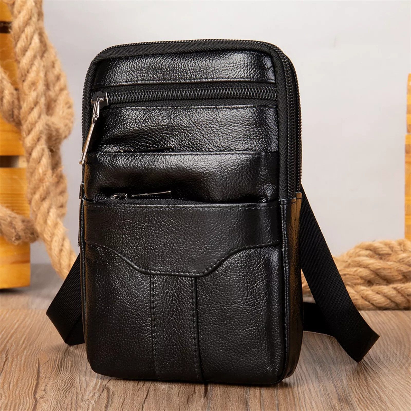 YUBRO-STUDIO Umhängetasche Herren Leder Umhängetasche Mehrfach-Taschen günstig online kaufen