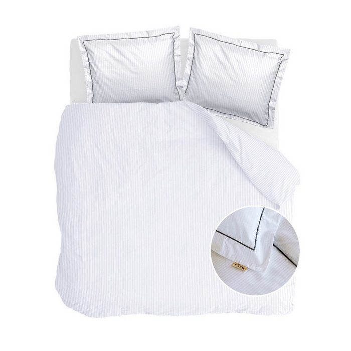 Bettwäsche Bettwäsche Subtile Stripe Weiß / Anthrazit - 240x2 Walra Weiß / Anthrazit 100% Baumwolle Bettbezüge