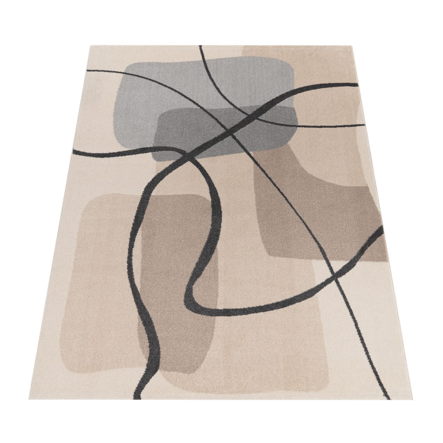 KADIMA DESIGN Teppich Abstrakt Wohnzimmer schmutzabweisend Teppich Kurzflor, Rechteckig, Höhe: 16 mm, Florhöhe: 12 mm, 100% Polypropylen, Rechteckig, 80x150cm, Creme