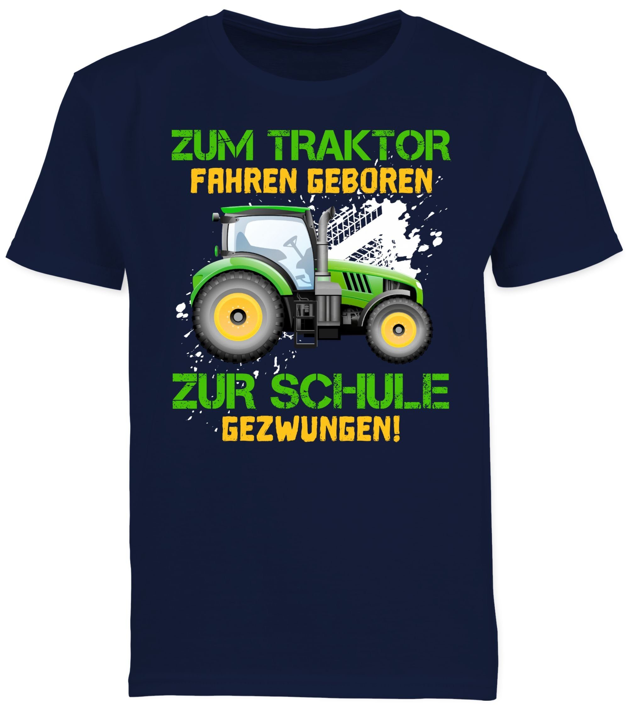 Dunkelblau Junge Geschenke Zum Kinder Shirtracer Landwirt 2 Baue T-Shirt Schulanfang Traktor Einschulung Schule fahren geboren gezwungen zur -