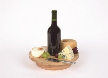 DOIY Käsebrett Cheese & Wine Käseplatte, Holz, (mit Käsemesser aus Edelstahl und einen speziellen Platz für Ihre Flasche, 1-St., ca. Ø 28 x 6,5 cm), für gesellige Abende
