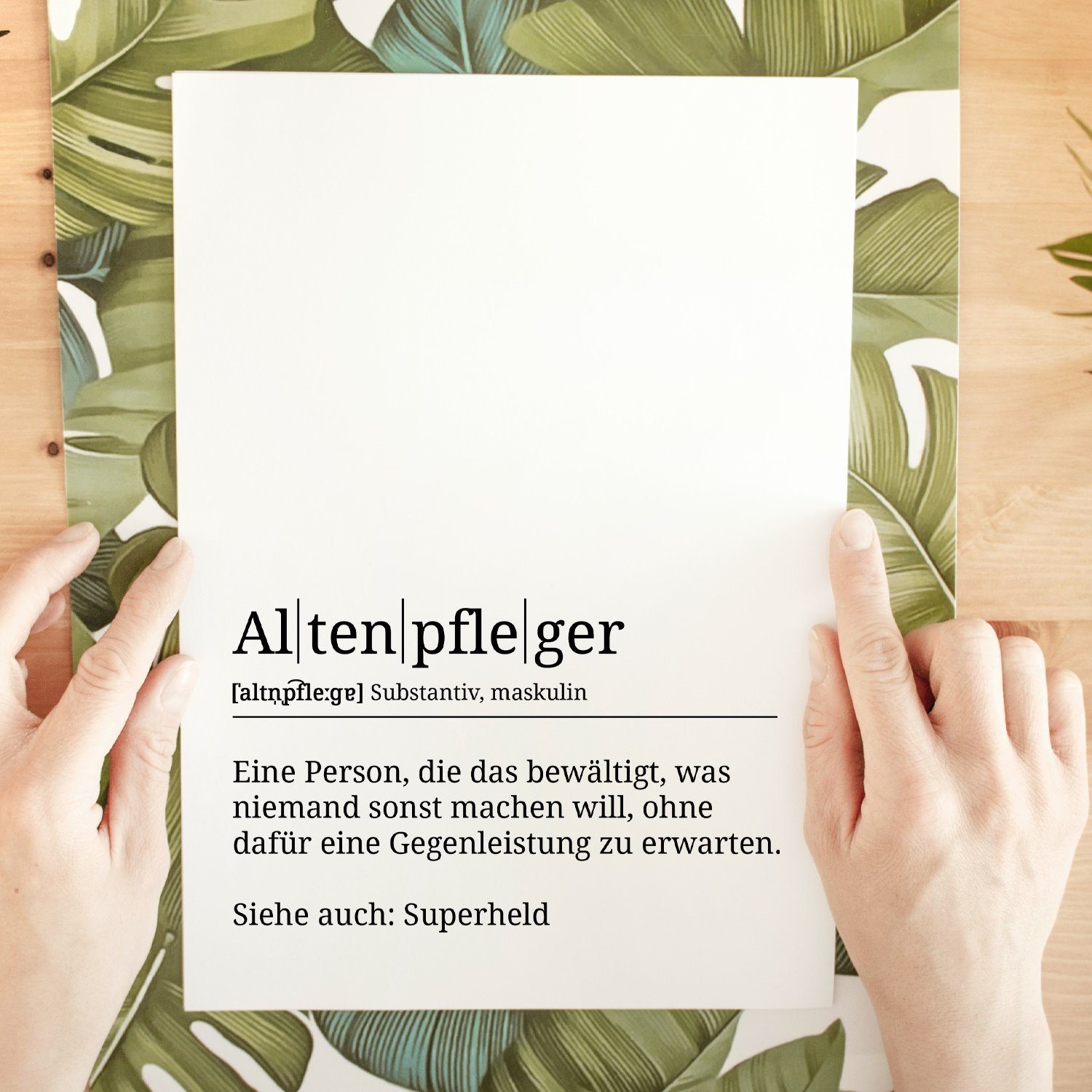 Tigerlino Poster Altenpfleger Wandbild Definition Mitarbeiter Geschenk