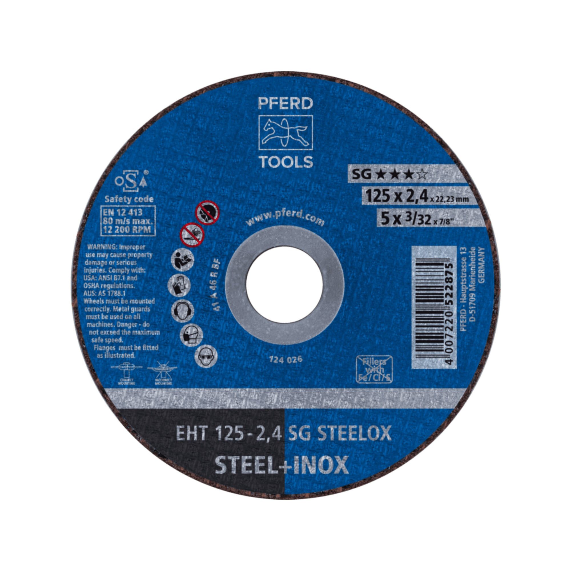 Pferd Trennscheibe PFERD TOOLS Trennscheibe EHT 125x2,4x22,23 mm gerade Leistungslinie SG