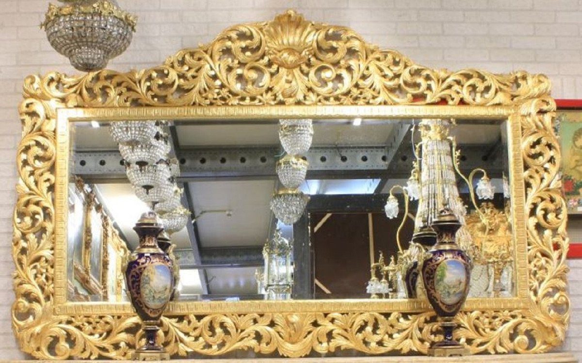 Prunkvolle handgefertigter Barockspiegel 210 Möbel Gold Barock cm H. Stil 150 Spiegel Antik Padrino x Casa Riesiger Wandspiegel - Barock -