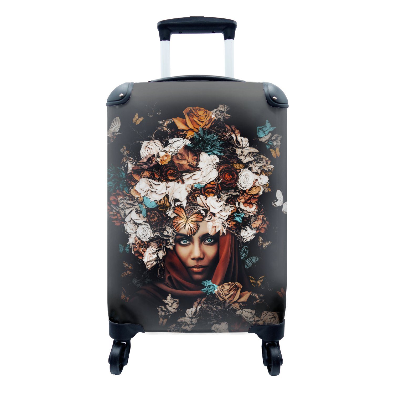 - Handgepäck Schmetterling Handgepäckkoffer Frauen mit 4 für Blumen Reisetasche MuchoWow - Kopftuch, Reisekoffer - Ferien, rollen, Rollen, Trolley,