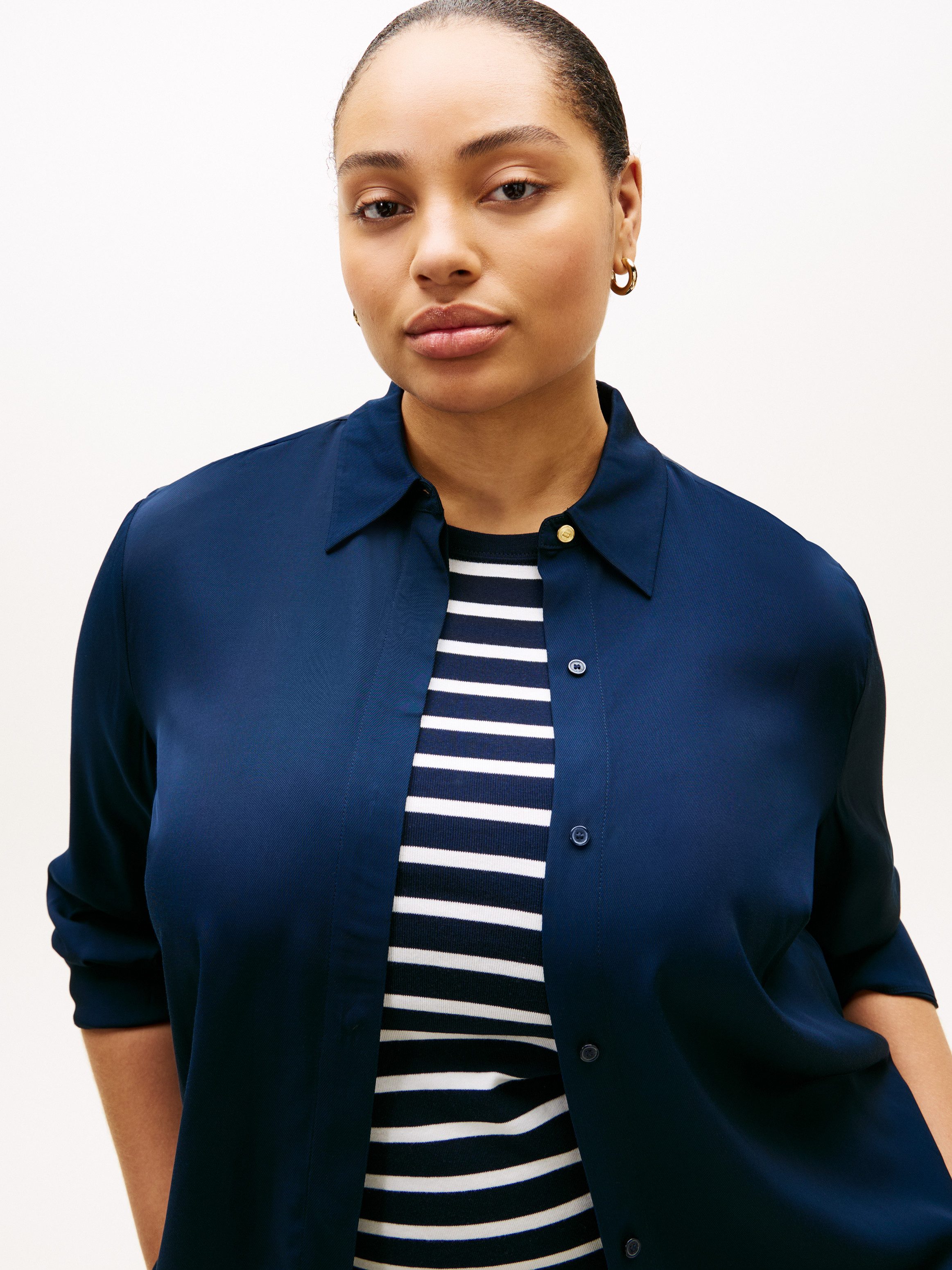 Tommy Hilfiger Curve Hemdbluse CRV VIS TWILL BUTTON UP SHIRT in großen Größ günstig online kaufen