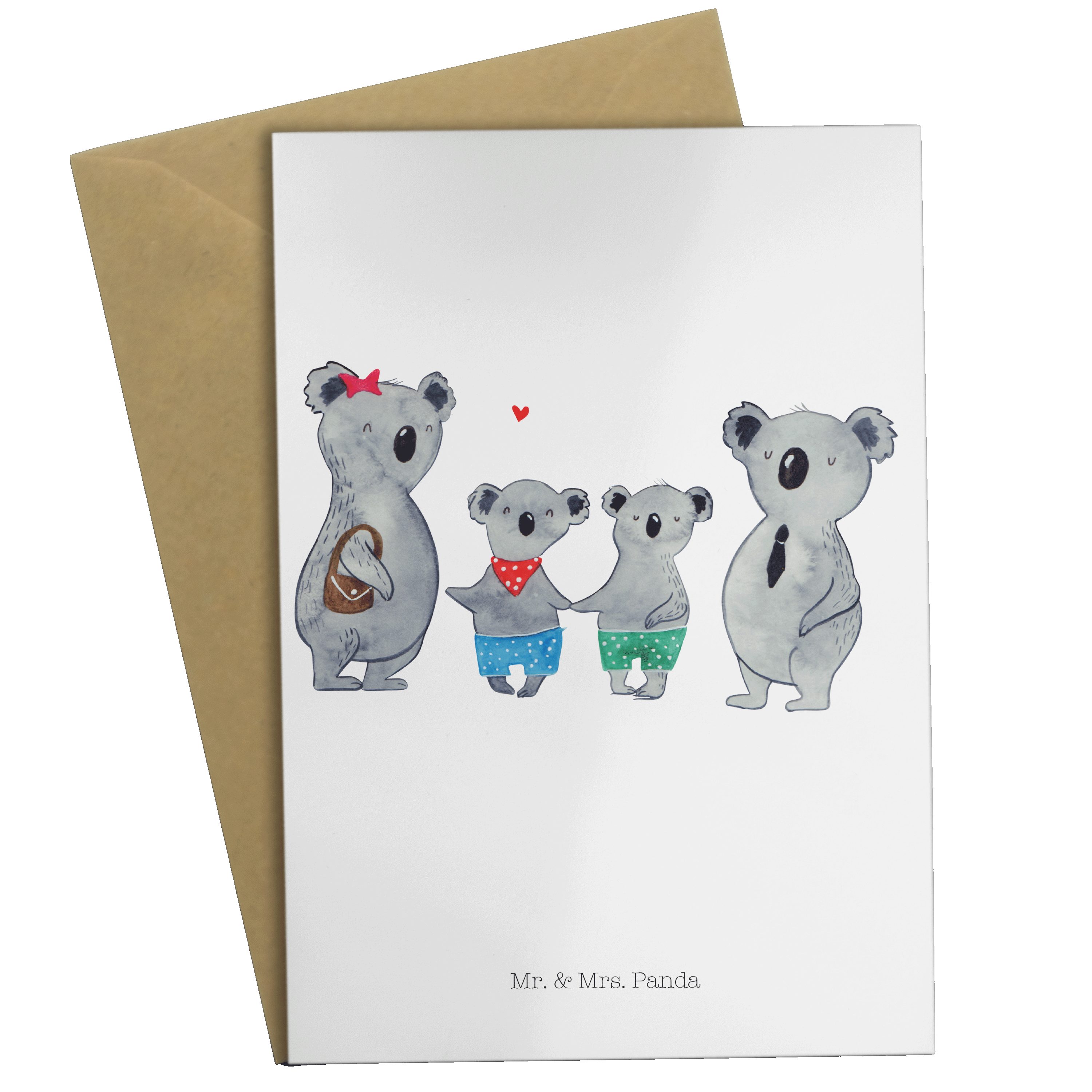 Mr. & Mrs. Panda Grußkarte Koala Familie zwei - Weiß - Geschenk, Schwester, beste Familie, Glück