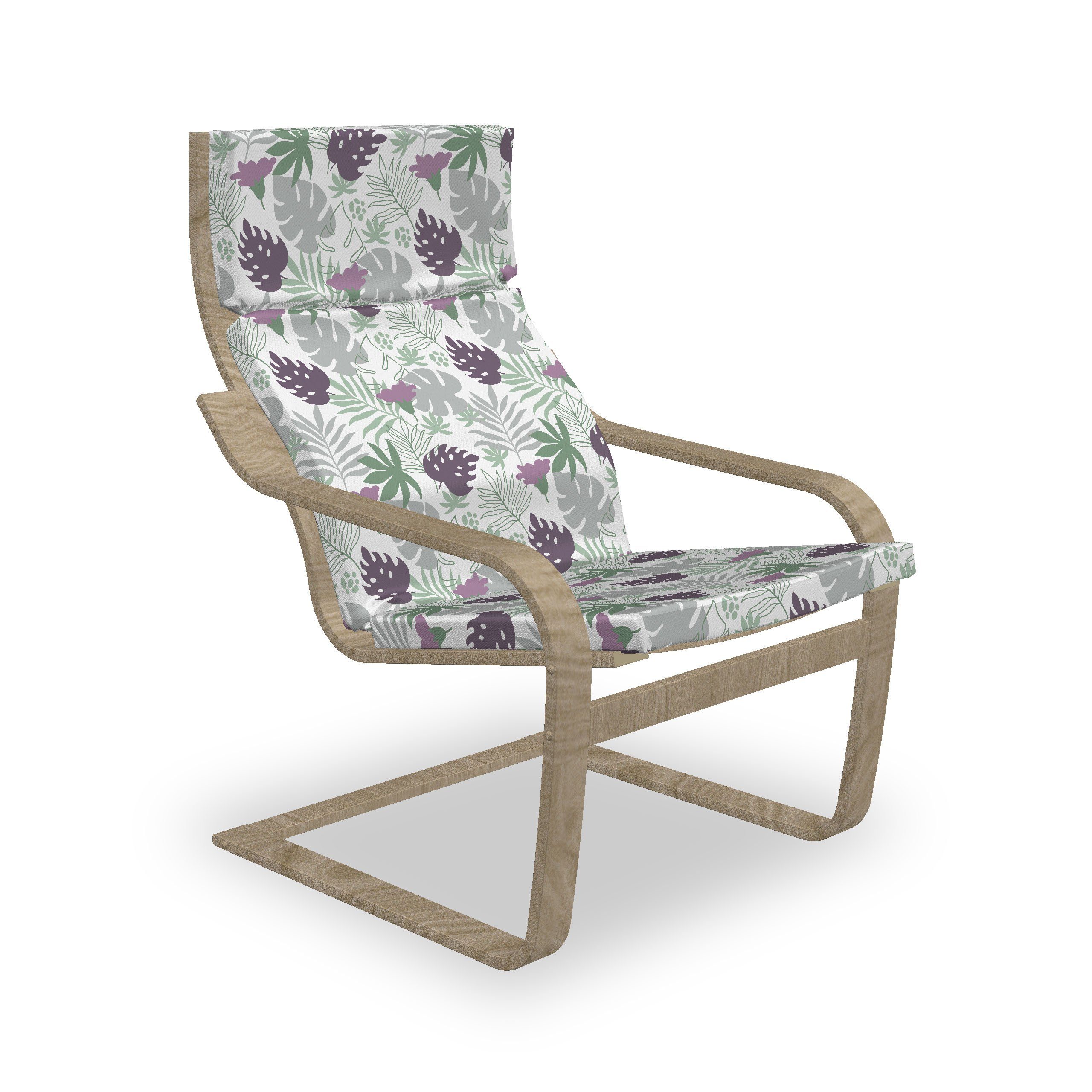 Design mit Botanik, Reißverschluss, Blätter und Tropische Abakuhaus Stuhlkissen Sitzkissen Hakenschlaufe mit Stuhlkissen