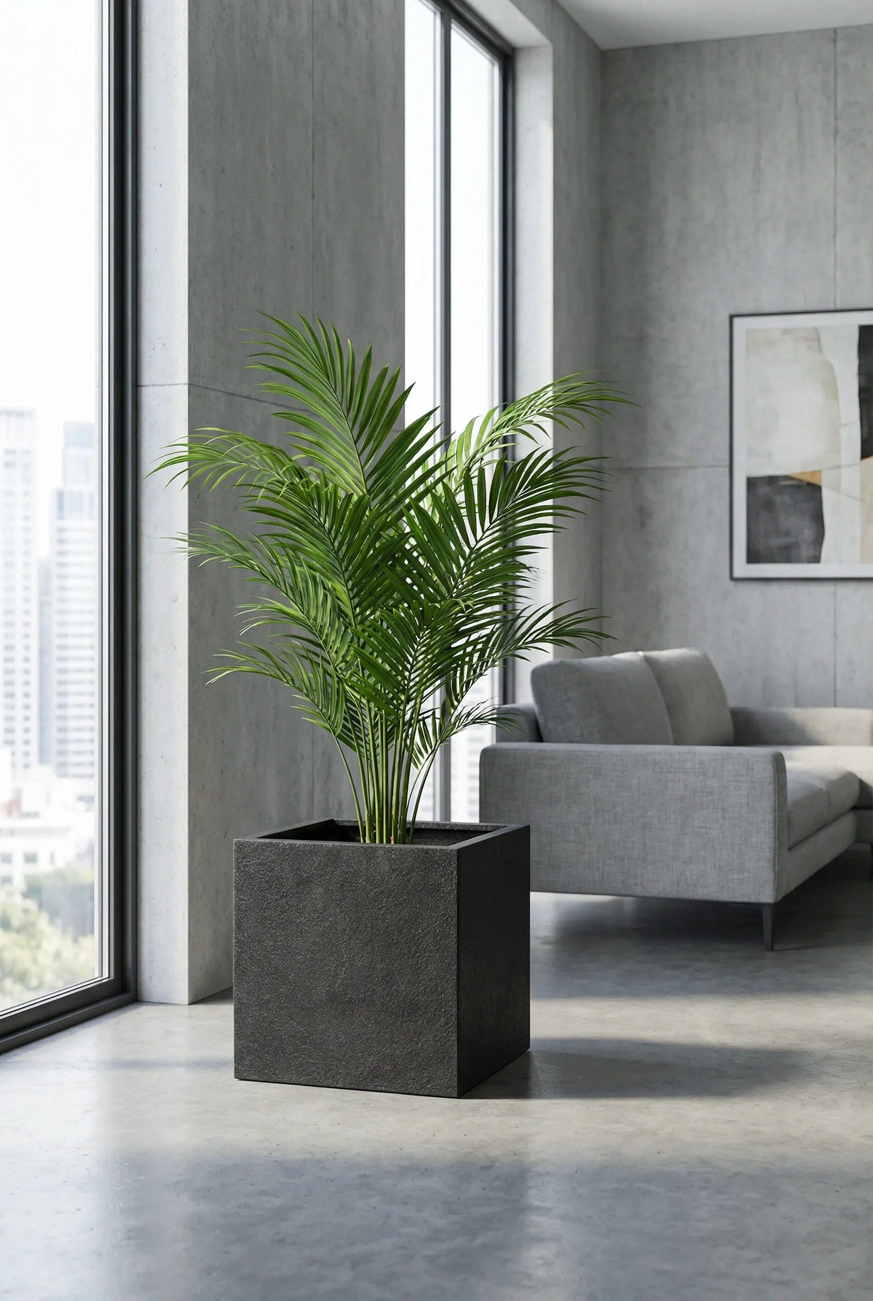 finestgreen Pflanzkübel Block Granite, Robust & leicht – frostfest für Innen- und Außenbereich