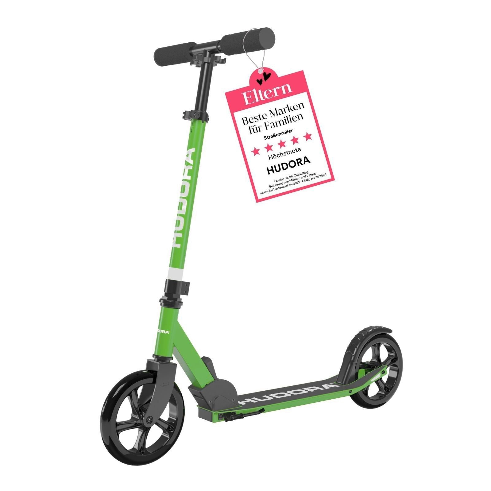 Hudora Cityroller Scooter Start 200 Höhenverstellbarer & zusammenklappbarer Cityroller, Kinder- & Erwachsenenroller für bis zu 100kg mit Ständer