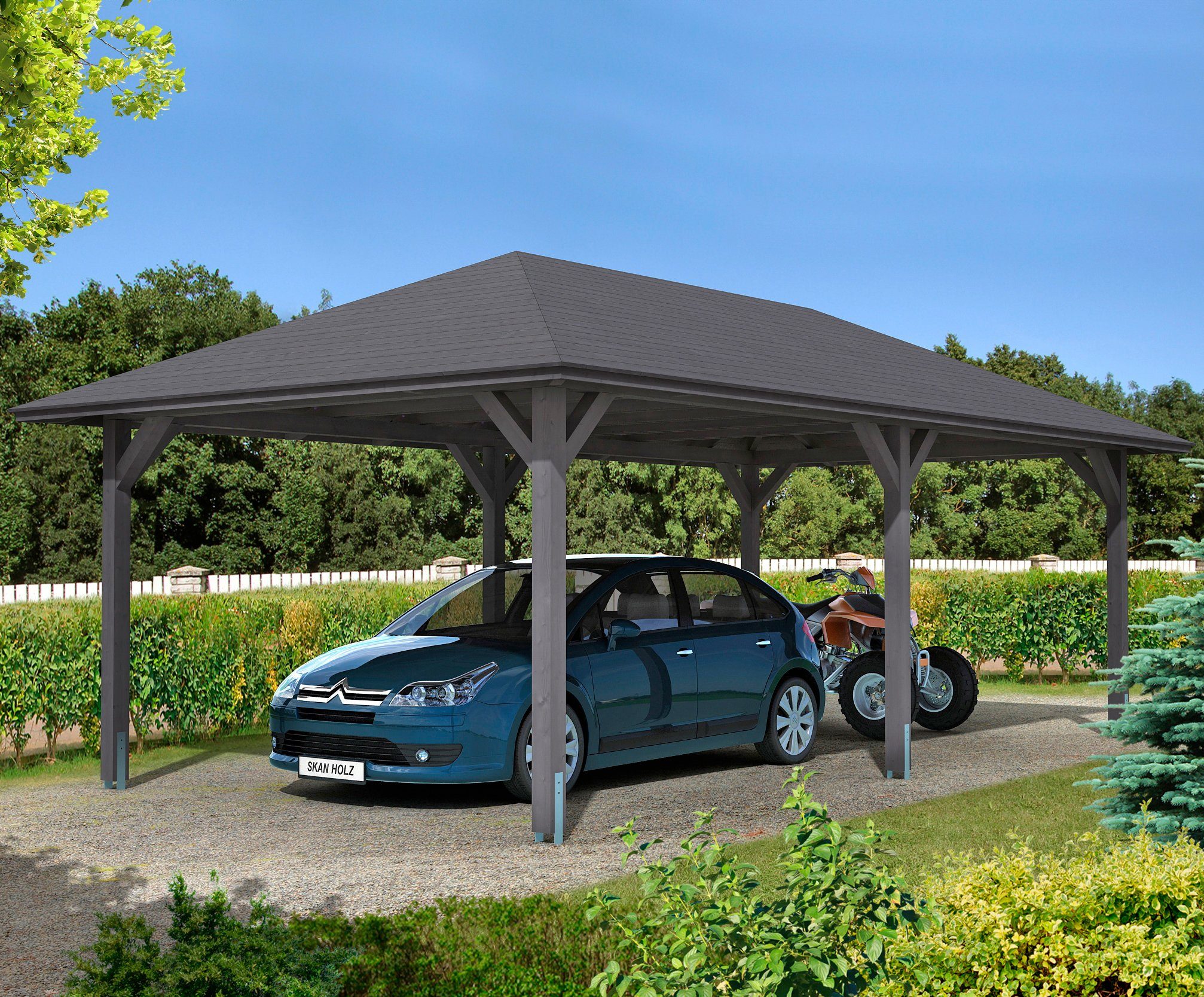 Skanholz Einzelcarport Taunus, BxT: 439x786 cm, 218 cm Einfahrtshöhe