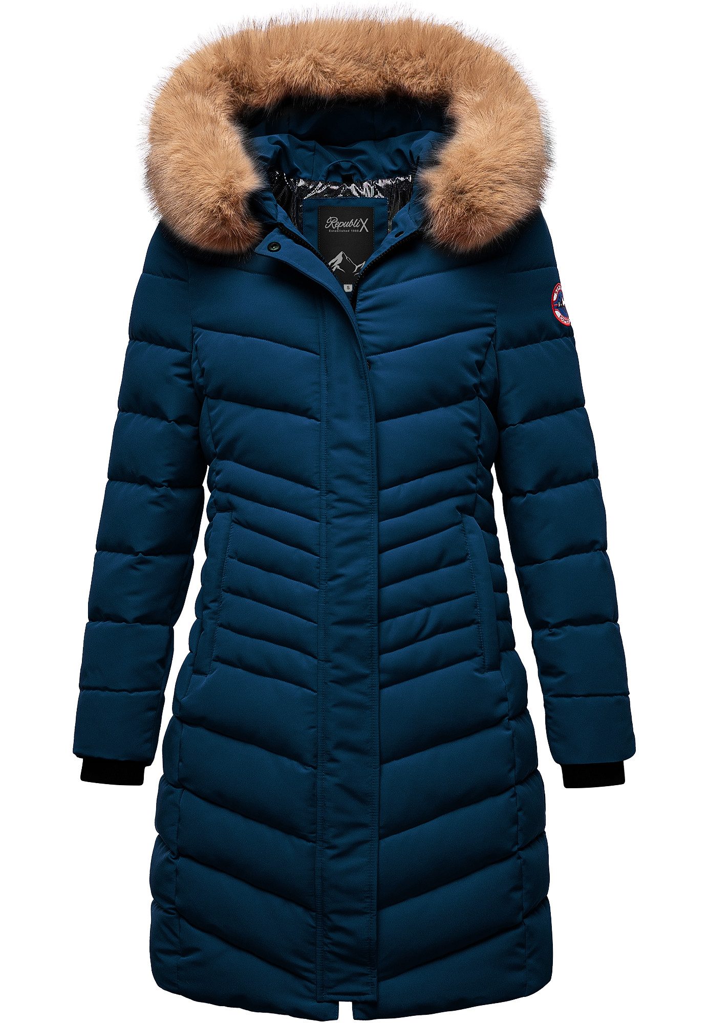 REPUBLIX Winterjacke LUCILLE Damen Gefütterte Dicke Glanz Winter Jacke Mantel Parka mit Kapuze
