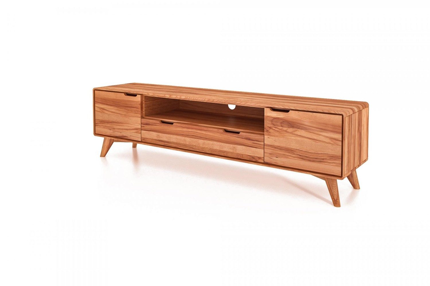Natur24 Lowboard TV-Board Gerg Kernbuche 180x40x48 mit 2 Türen 1 Schublade 1 Fach
