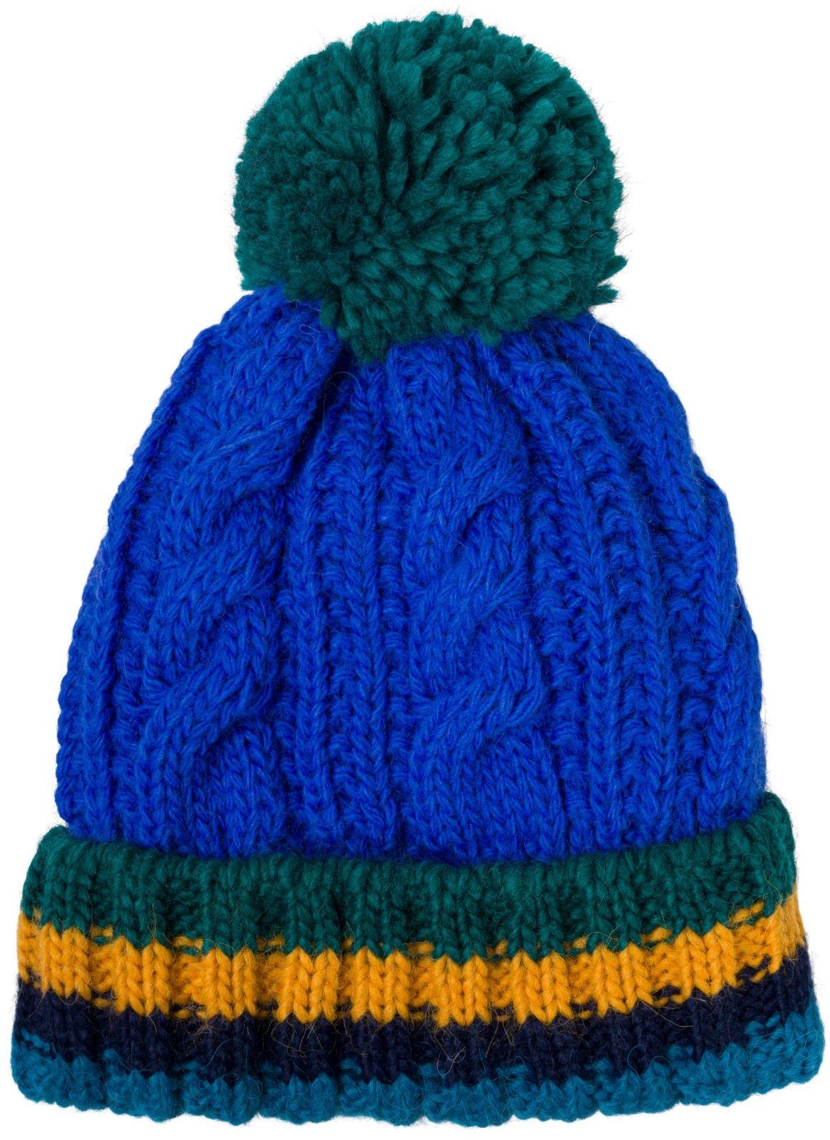 Strickmütze Kinder Strick Bommelmütze Zopfmuster