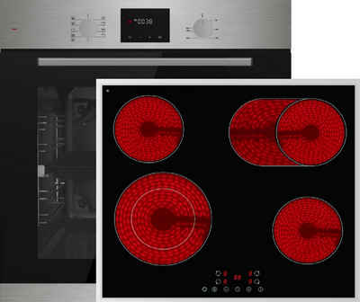 Böhme Elektro-Herd-Set Böhme Einbauherdset, Autark Elektrobackofen, Glaskeramik Kochfeld, mit 1-fach-Teleskopauszug, Edelstahlrahmen