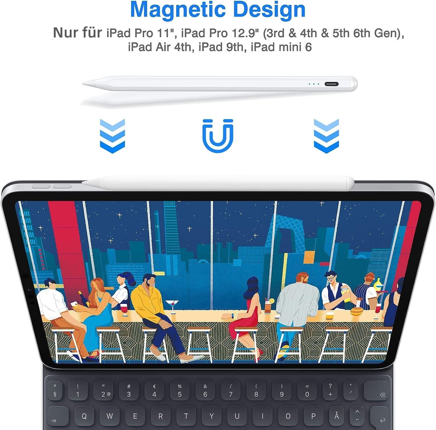 REDOM Eingabestift iPad Touchscreen Apple 3 mit iPad Pen iPad f. Kompatibel 2018-2023 LED-Anzeige Touchstift Neigungsempfindlich) iPad Pencil Air Stift Mini Handflächenerkennung (Hochpräzise Pen Pro Stylus Magnetisches iPad