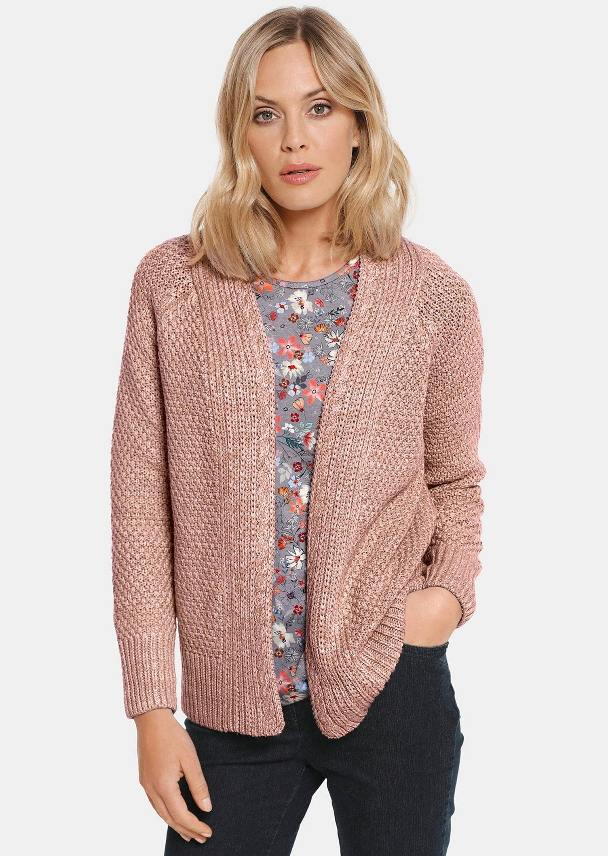 Kurzgröße: Strickjacke melange Grobstrick in Zeitlose / Strickjacke rosé GOLDNER