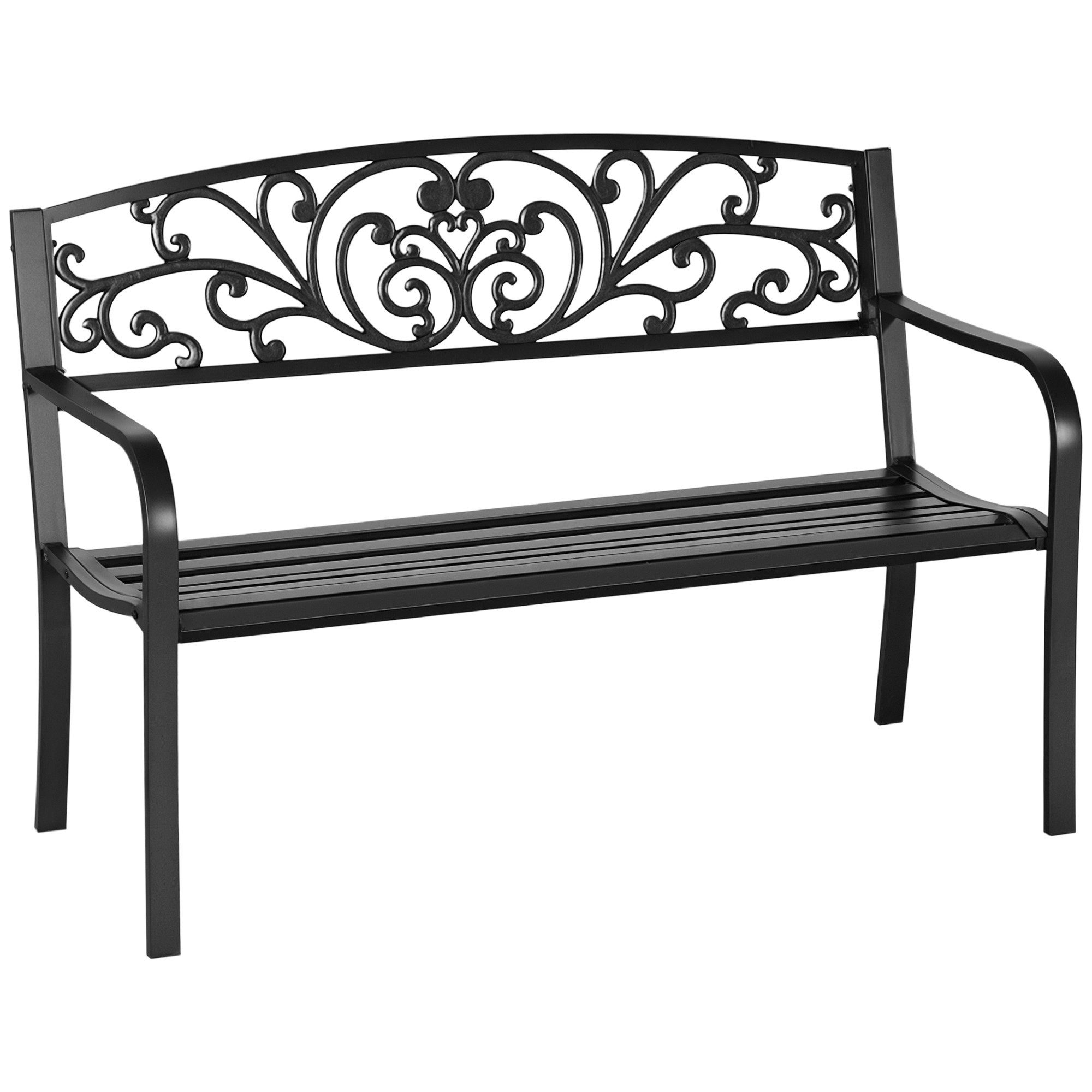 Outsunny Gartenbank Armlehne, wetterfeste Sitzbank, 2 Sitzer (Balkonbank, 1 günstig online kaufen