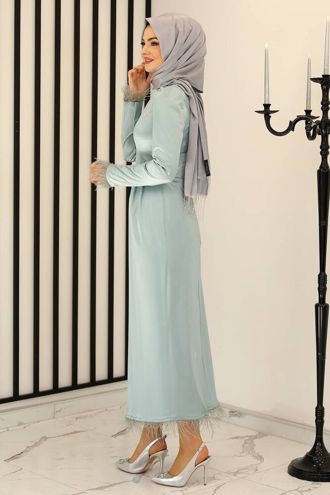 glänzend Modest Abiye Satin Kleid Satin Hijab Damen Fashion Mint Abaya Modavitrini Satinkleid Abendkleid