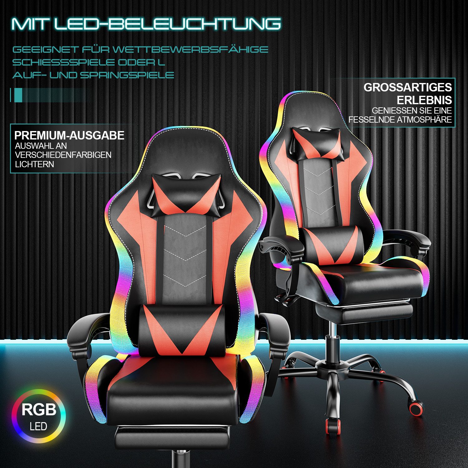 HOMALL Gaming-Stuhl LED Massage Bürostuhl mit günstig online kaufen