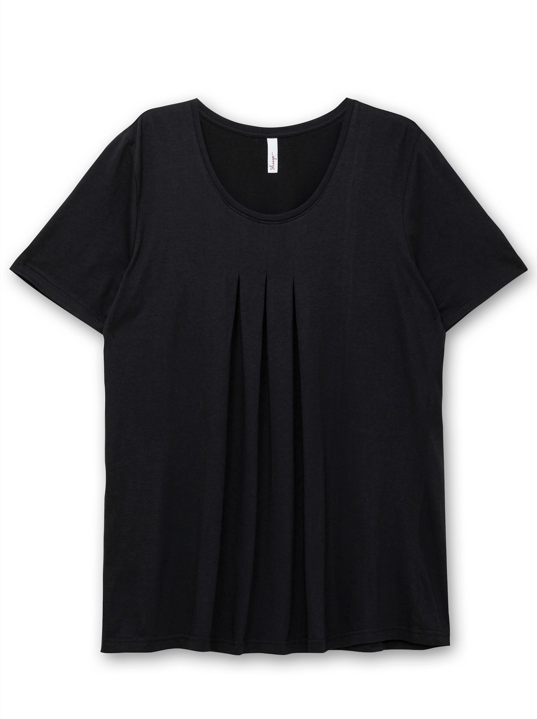 Sheego T-Shirt T-Shirt Kurzarm in A-Linie, mit Kellerfalten am Ausschnitt günstig online kaufen