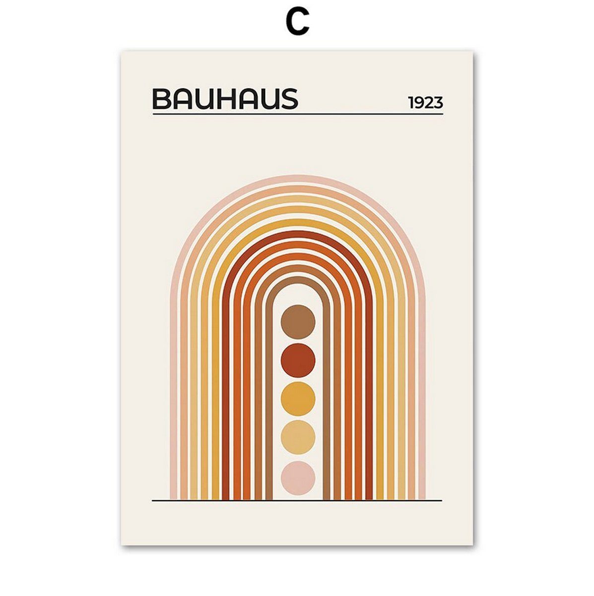 TPFLiving Kunstdruck (OHNE RAHMEN) Poster - Leinwand - Wandbild, Bauhaus - (Geometrische Formen), Farben: braun, orange, grün und beige - Größe 10x15cm