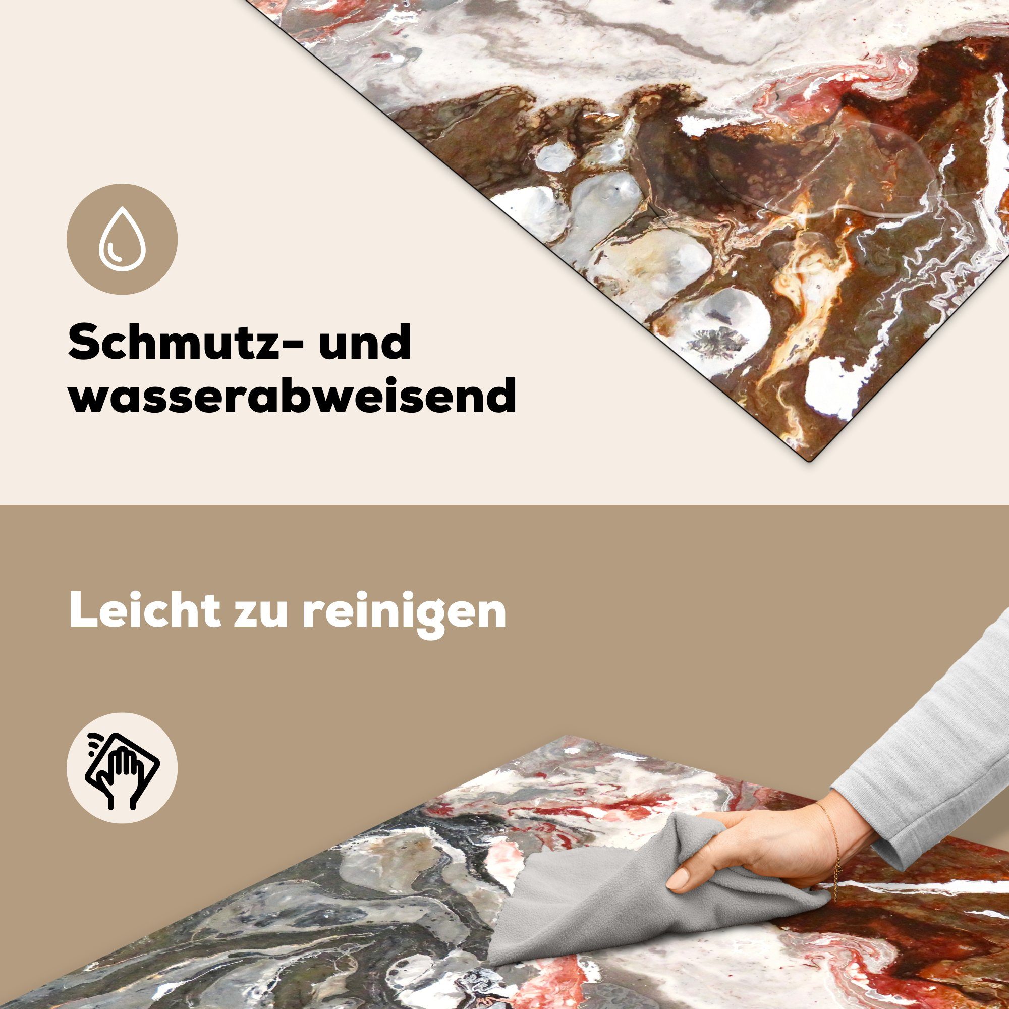 Granit Herdblende-/Abdeckplatte MuchoWow Pflastersteine küche Vinyl, Arbeitsplatte Regenbogen, - cm, tlg), (1 - 78x78 Ceranfeldabdeckung, für
