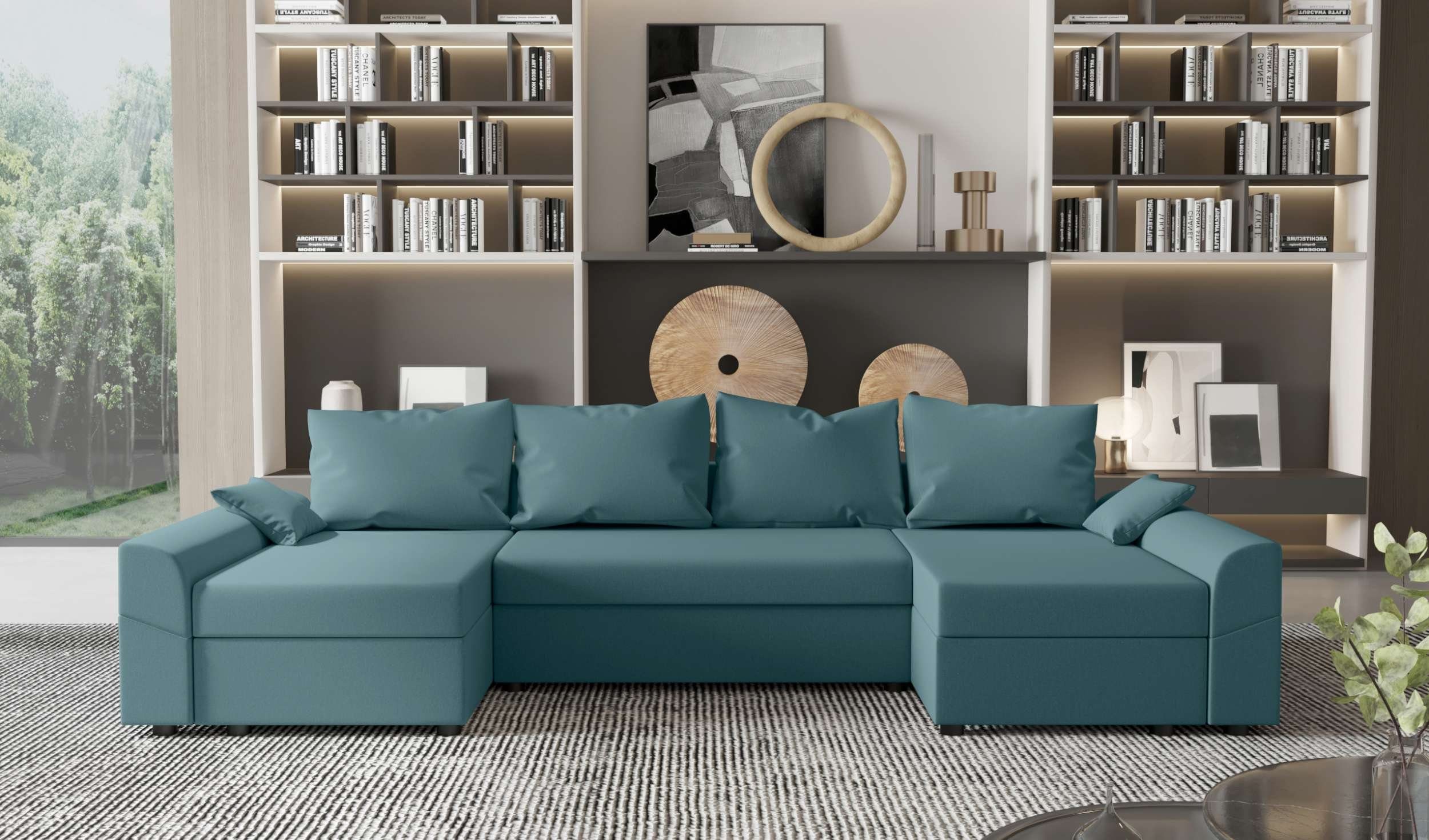 Sofa, Design Carolina, mit Wohnlandschaft Bettkasten, U-Form, Sitzkomfort, Modern Stylefy Bettfunktion, Eckcouch, mit