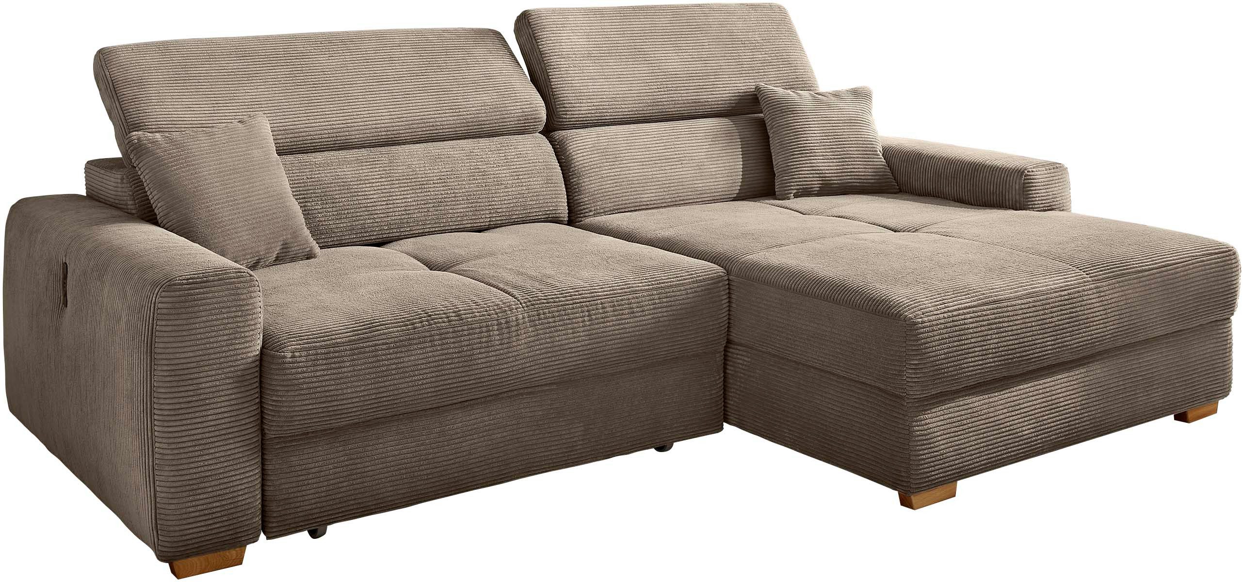 Jockenhöfer Gruppe Ecksofa Slider L-Form, B: 277 cm, mit 60 cm elektr. Sitztiefenverstellung, 140kg Belastbarkeit, USB-Anschluss, Kopfteilverstellung & Zierkissen