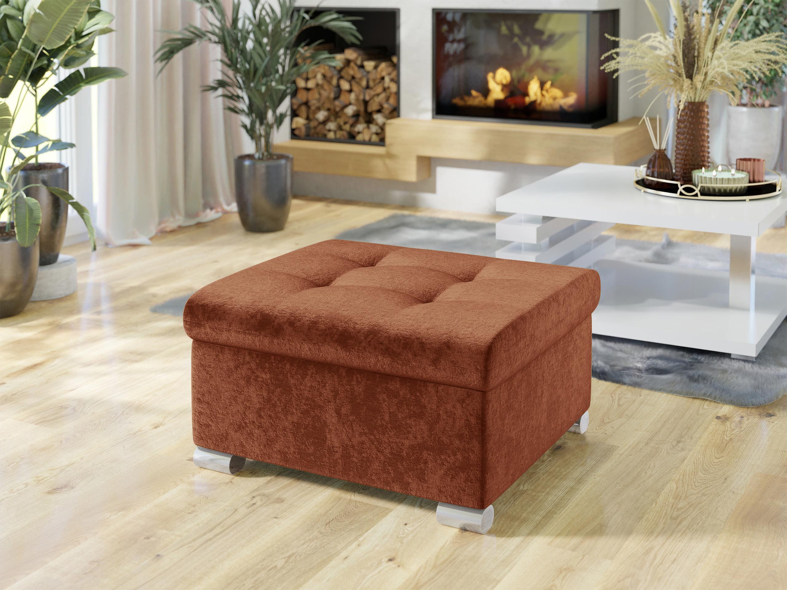 MIRJAN24 Polsterhocker Niko Klein, Silber Füße, 70x68x41 cm