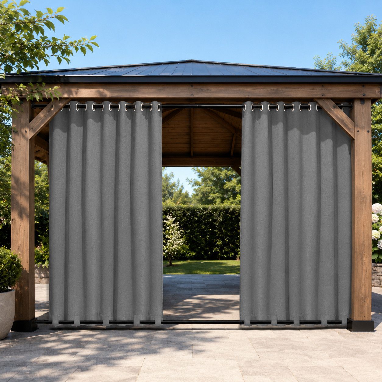 Lapamax Outdoorvorhang 100% Blickdicht Sonnenschutz Wasserdicht Outdoor Außen Gardine (2 St), 1/2 Stücke mit Ösen Vorhang für Garten Terrasse Pavillon