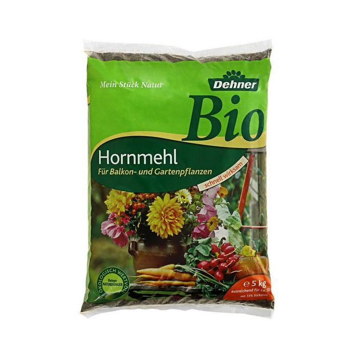 Dehner Gartendünger Bio Hornmehl für Balkon- und Gartenpflanzen natürlicher Stickstoff-Dünger