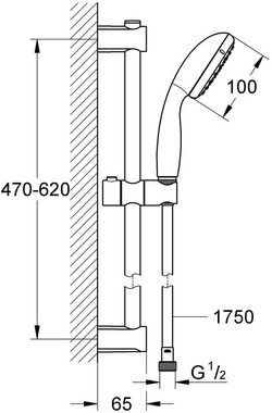 Grohe Stangenbrause-Set Vitalio Start 100, Höhe 7,5 cm, 2 Strahlart(en), 2 Strahlarten