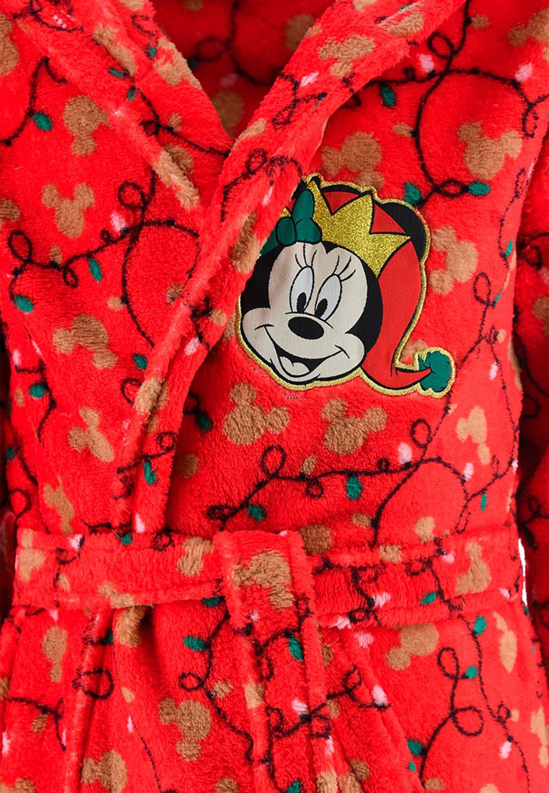 Disney Minnie Mouse Morgenmantel Kinder Kinderbademantel Rot Bademantel Mädchen