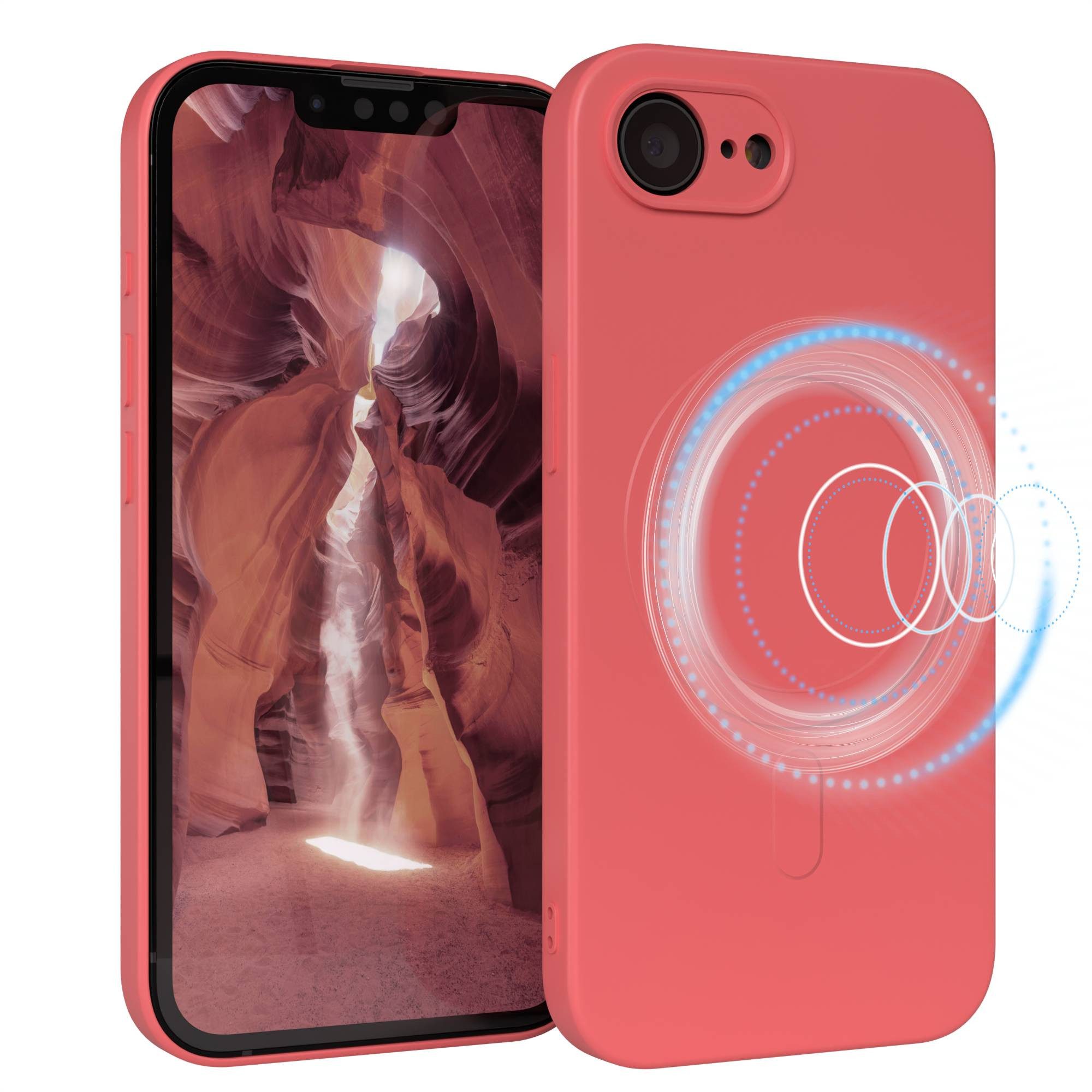 EAZY CASE Handyhülle TPU Hülle mit/-ohne MagSafe Apple iPhone 16e 6,1 Zoll, Schutzhülle TPU MagSafe und Kameraschutz stoßfest Handyhülle Matt Rot